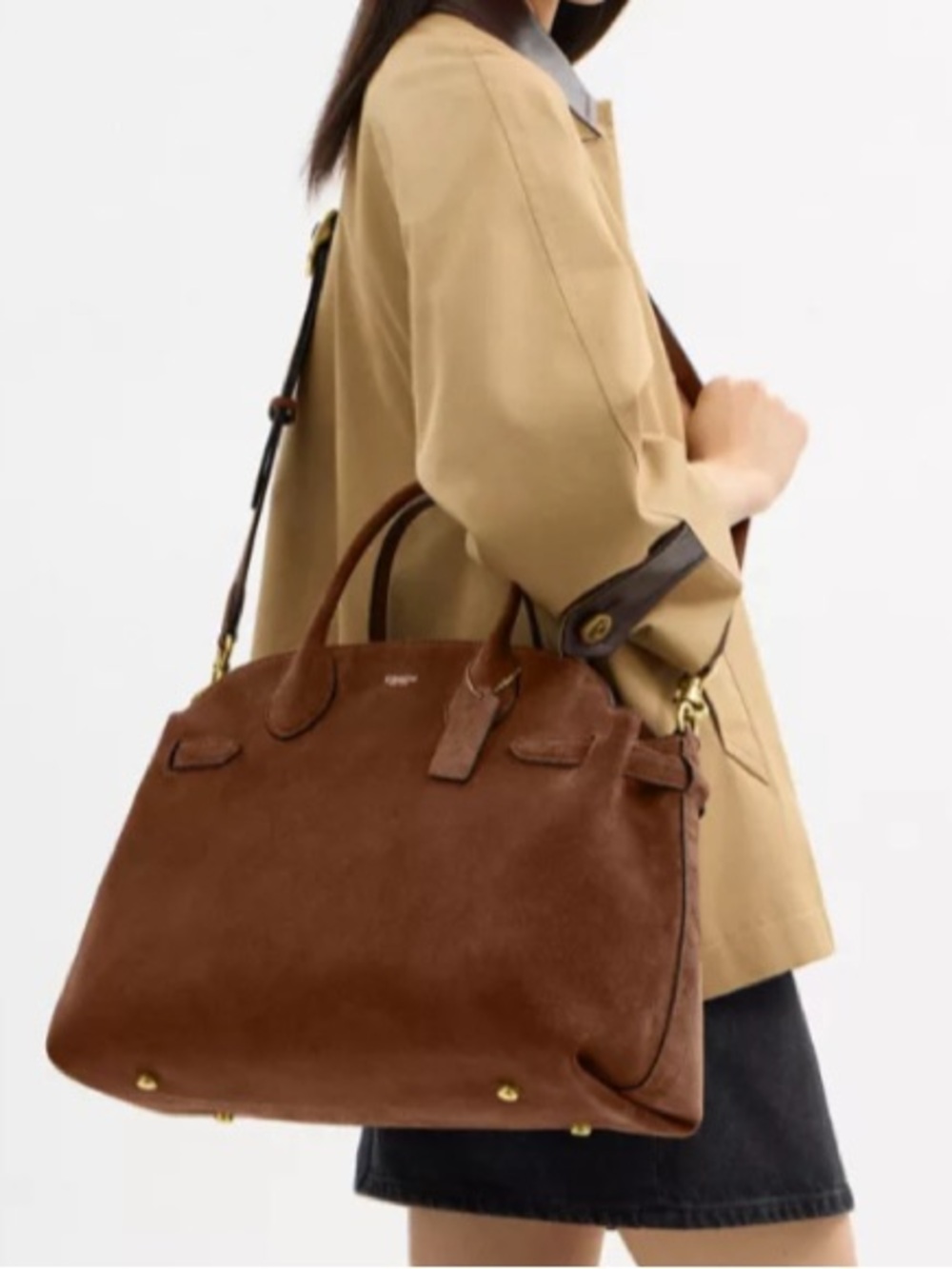 NWT Coach Soft Empire Carryall 40 Warm Brown Suede Leather Laptop Bag CBN42 - Picture 2 of 15